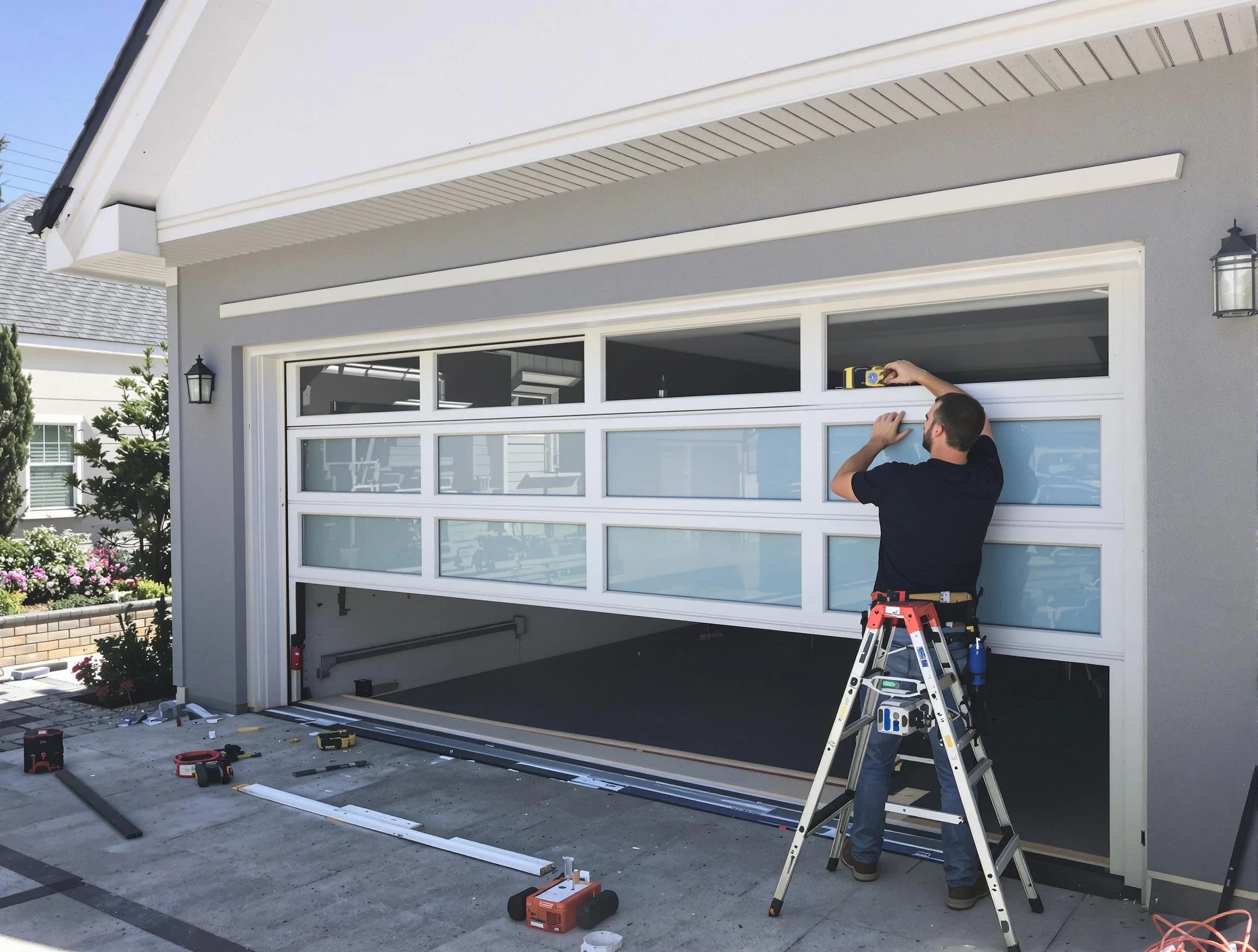 Monroe Garage Door Repair team performing garage door replacement in Monroe