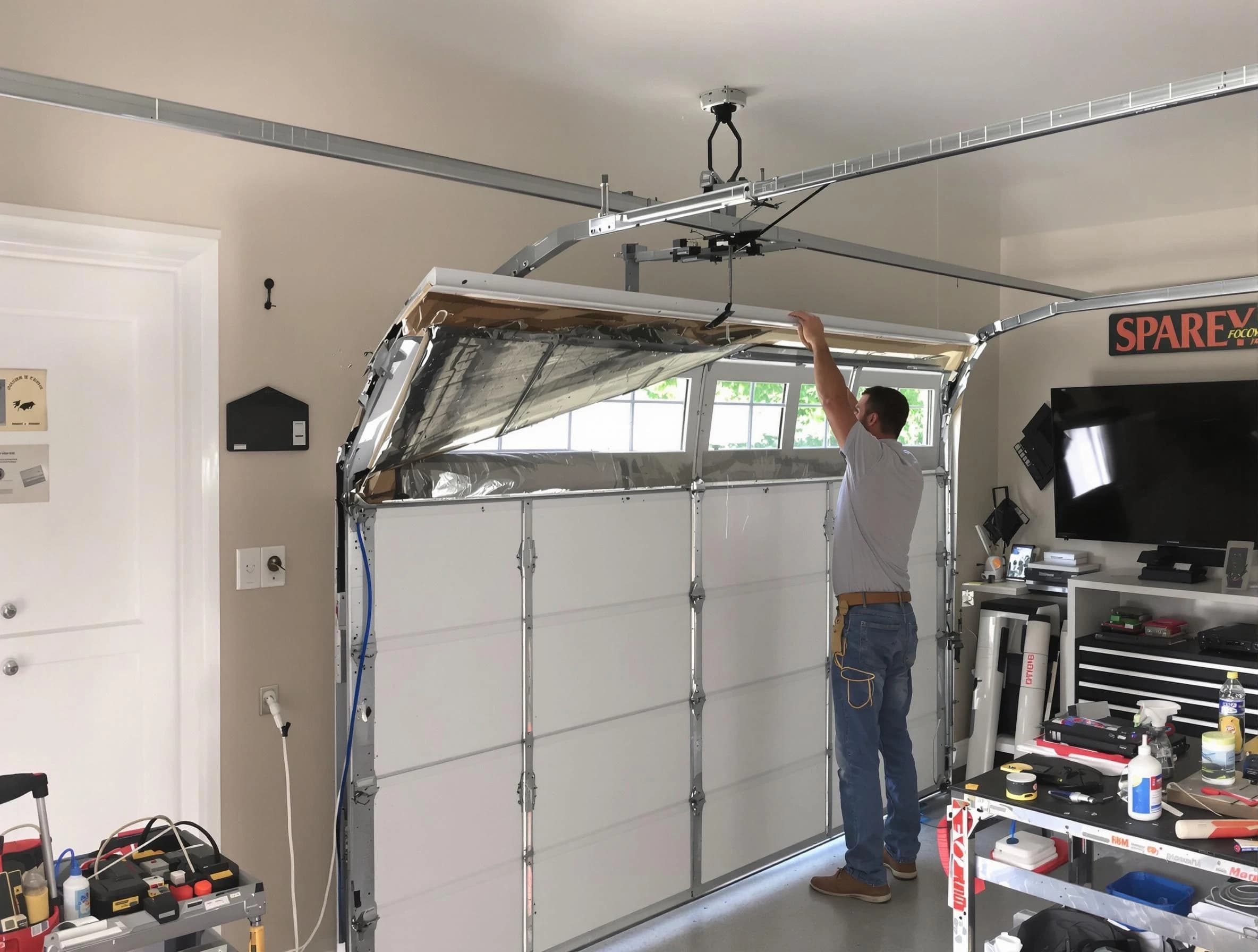 Garage door section replacement by Monroe Garage Door Repair in Monroe