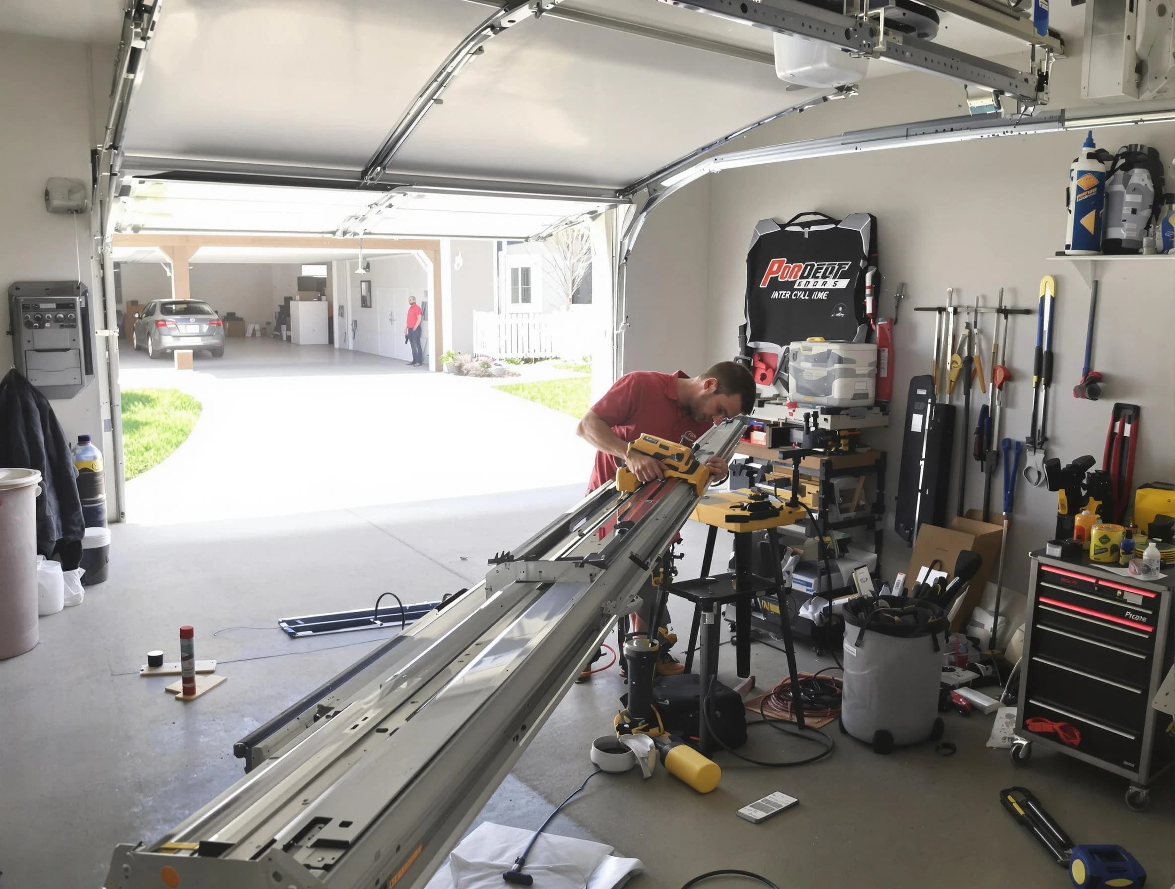 Monroe Garage Door Repair expert performing track repair in Monroe