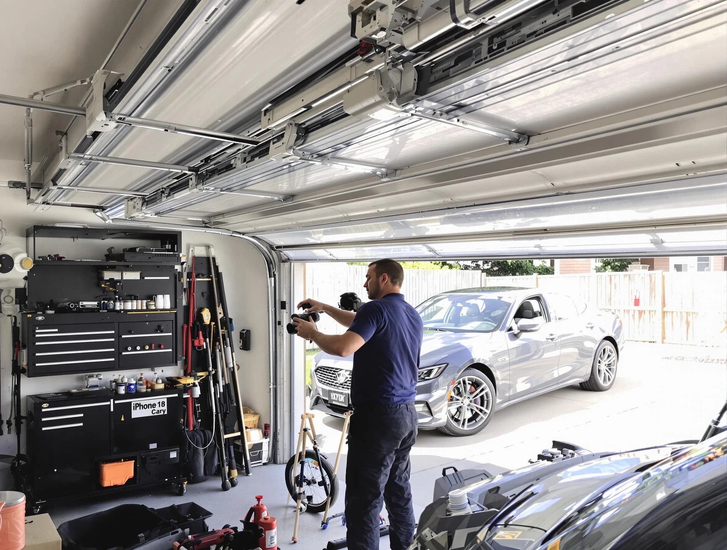 Monroe Garage Door Repair technician fixing noisy garage door in Monroe