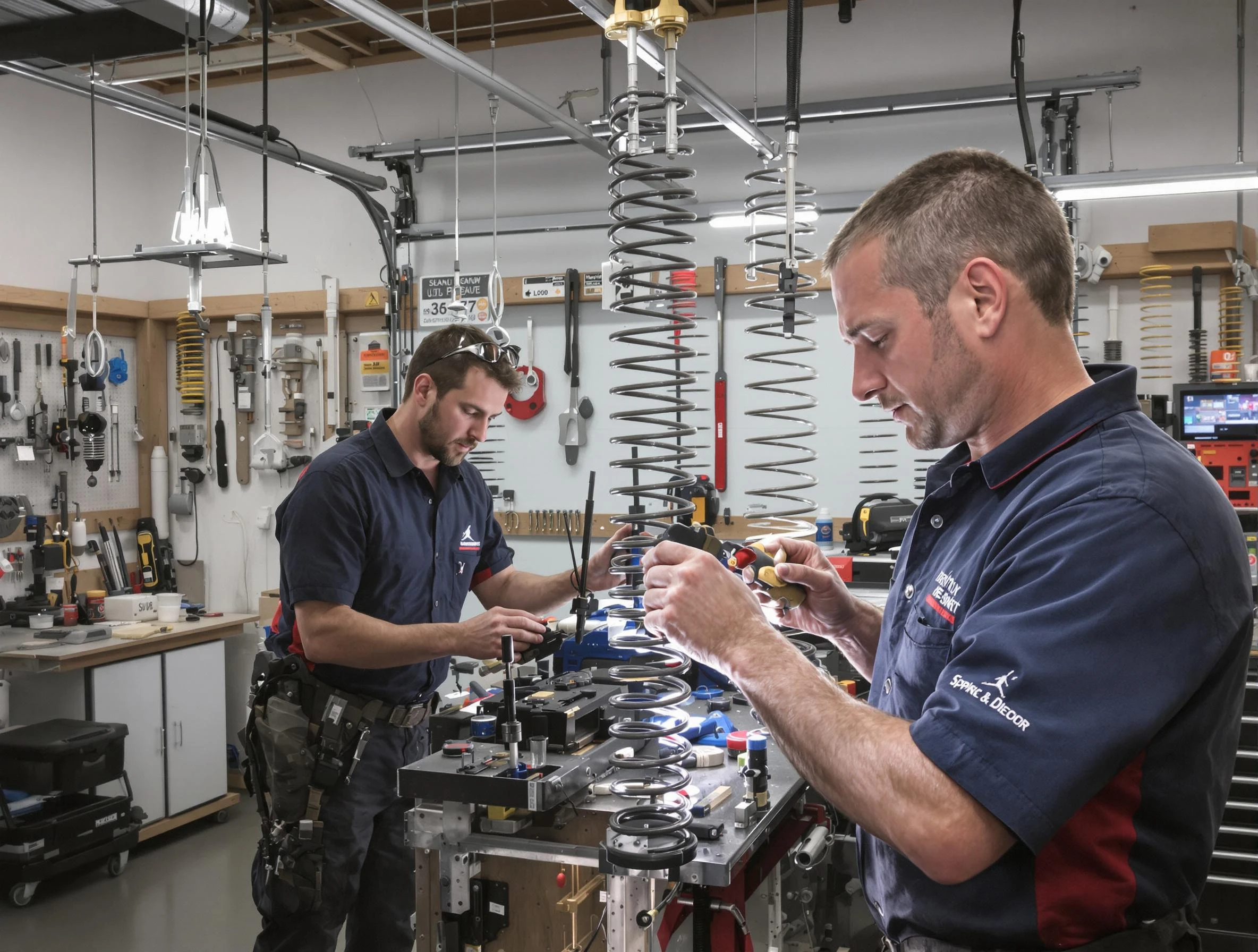 Garage door spring repair service by Monroe Garage Door Repair in Monroe